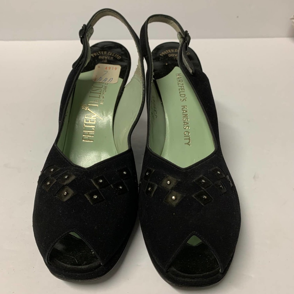Palter Deliso NY Vintage Dover Peep Toe Sling Back‎ Heels Women's Size 7 AAA